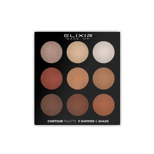 Paleta de contornos 9 tons Shimmer & Shade -Enfrentar -Elixir Make Up