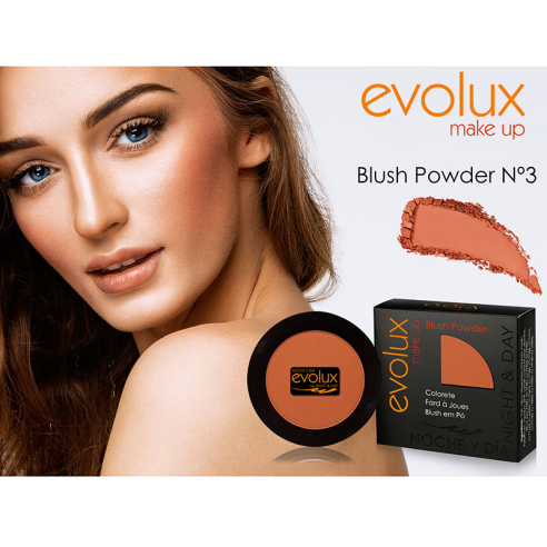 Colorete compacto Evolux Blush Nº3 -Cara -Evolux Make Up Colorete compacto Evolux Blush Nº3 -Cara -Evolux Make Up