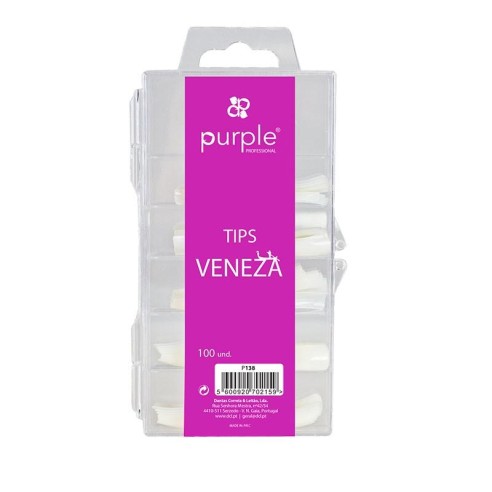 Tips Veneza Transparente Purple 100 Unidades -Utensilios Accesorios -Purple Professional