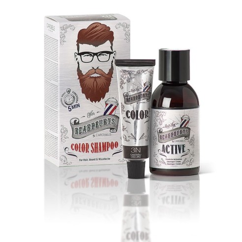 Beardburys Shampoing Couleur Brun Foncé 3N -teintures semi-permanentes -Beardburys