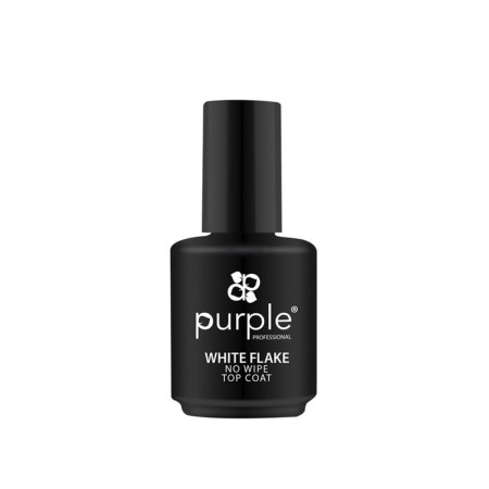 Top Coat White Flake No Wipe Purple Professional 15ml -Bases e Top Coats -Purple Professional