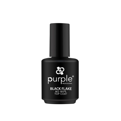 Top Coat Black Flake No Wipe 15ml Purple Professional 15ml -Bases et couches de finition -Purple Professional