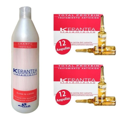 Kerantea Pack Chute de Cheveux 24 ampoules + Shampoing 500 ml -Anti-chute -Molto Bello
