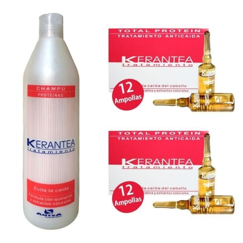 Pack Anticaída Kerantea 24 ampollas + Champú 500 ml -Anticaida -