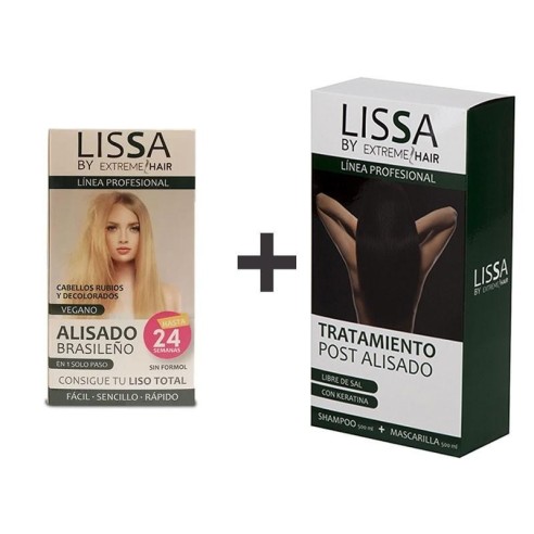 Lissa Blonde Vegan Straightening Pack + Post Straightening Maintenance Kit (Shampoo + Mask) -Hair product packs -Lissa
