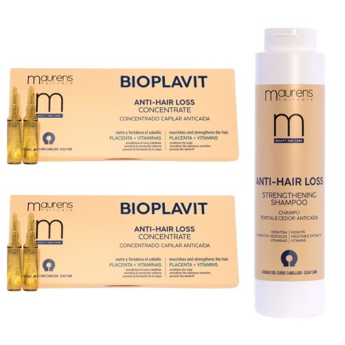 Anti-Hair Loss Pack Bioplavit Ampoules + Maurens Anti-Hair Loss Shampoo -Anti fall -Maurens