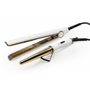 Corioliss Kit C1 Piastra Digitale + Mini Arricciacapelli Oro Bianco -Piastre per capelli, arricciacapelli e bigodini -Corioliss