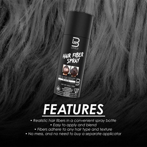 Black Hair Fiber Spray Level3 125g -Hair fibers -L3vel3
