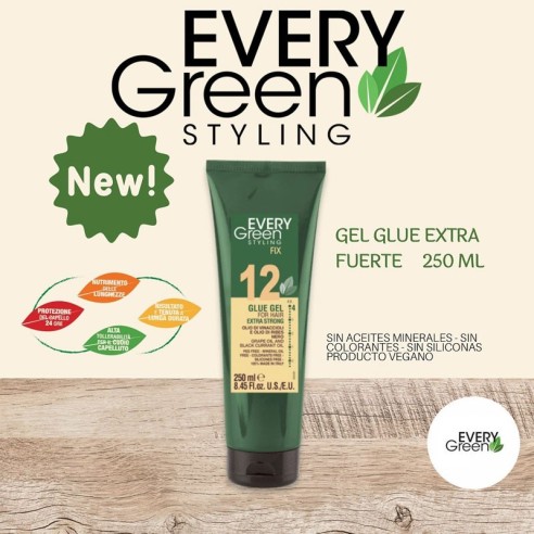 Everygreen 12 Glue Gel Fijador 250ml -Ceras, Pomadas y Gominas -Everygreen