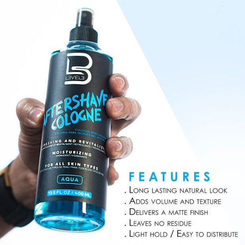 Aftershave Kölnisch Wasser Level3 Aqua Duft 400ml -Bart und Schnurrbart -L3vel3