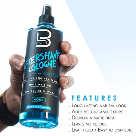Aftershave Kölnisch Wasser Level3 Aqua Duft 400ml -Bart und Schnurrbart -L3vel3
