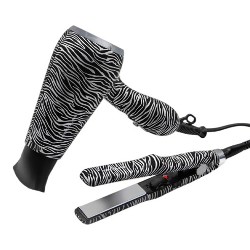Corioliss Kit C-TRIP Ferro + Secador de Viagem Flow Prata Zebra -Alisadores, pinças e rolos de cabelo -Corioliss