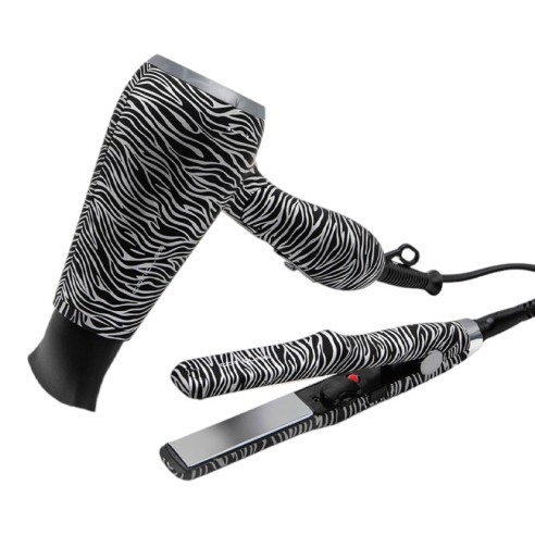 Corioliss Kit C-TRIP Iron + Flow Travel Dryer Silver Zebra -Hair Straighteners, Tweezers and Curlers -Corioliss