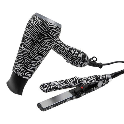 Kit Corioliss C-TRIP Fer + Sèche-linge de voyage Flow Silver Zebra -Lisseurs, pinces et bigoudis -Corioliss