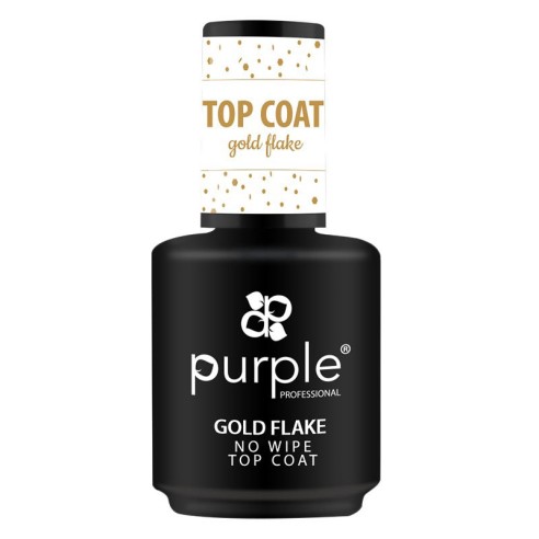 Top Coat Gold Flake No Wipe 15ml Purple Professional -Bases y Top Coats -Purple Professional