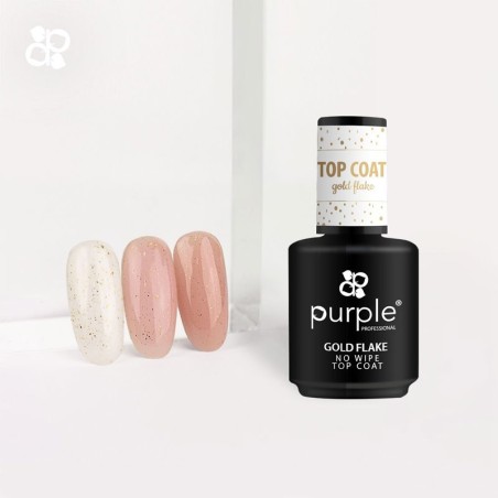 Top Coat Gold Flake No Wipe 15ml Purple Professional -Bases y Top Coats -Purple Professional