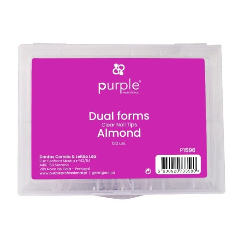 Tips para Unhas Dual Forms Almond Clear 120 unidades. Purple Professional -Acessórios Utensílios -Purple Professional