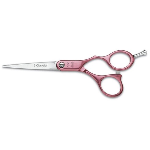 Tijera de corte peluquero Dur 5.5" Rosa -Tijeras y Navajas de peluquería -3 Claveles