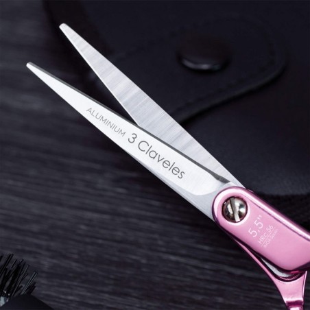 Friseurschere Dur 5,5" Rosa -Friseurscheren und Rasierer -3 Claveles
