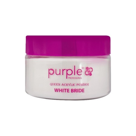 Polvere acrilica Purple Professional Queen White Bride 50 g -Ricostruzione e Allungamento Unghie -Purple Professional