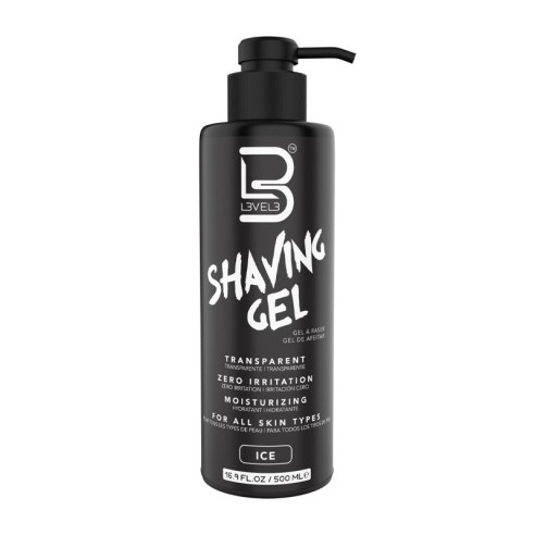 Gel à raser transparent Level3 500 ml -Barbe et moustache -L3vel3