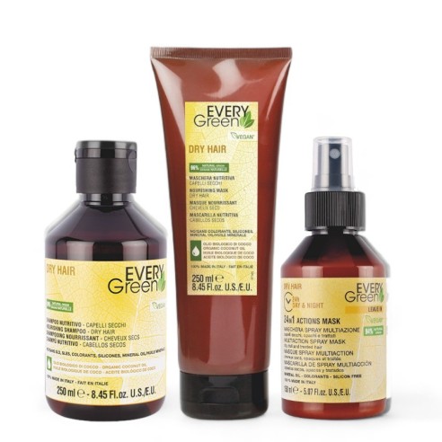 Pack Everygreen Shampoo Capelli Secchi + Spray Leave-in + Maschera -Confezioni di prodotti per capelli -Everygreen