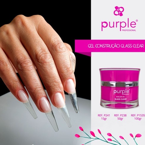 Gel de Construction Glass Clear Purple Professional 15g -Gel et Acrylique -Purple Professional