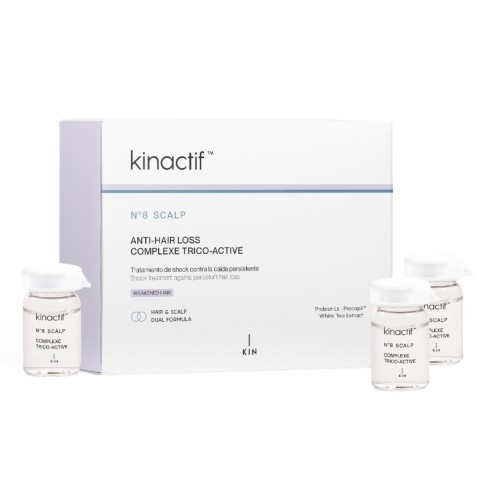 Kinactif N.8 Scalp Anti-Hair Loss Treatment - 10 ampoules x 6ml -Anti fall -KIN Cosmetics