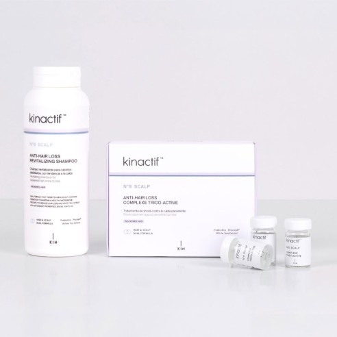 Anti-Haarausfall-Shampoo + Kinactif N.8 Kopfhaut-Anti-Haarausfall-Ampullenpackung -Haarpflegepakete -KIN Cosmetics