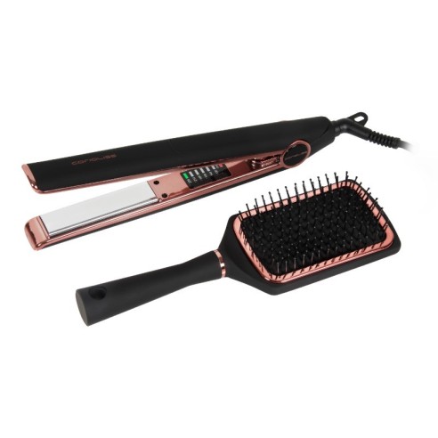 Corioliss C1 Straightener Kit + Black Copper Paddle Brush -Hair Straighteners, Tweezers and Curlers -Corioliss