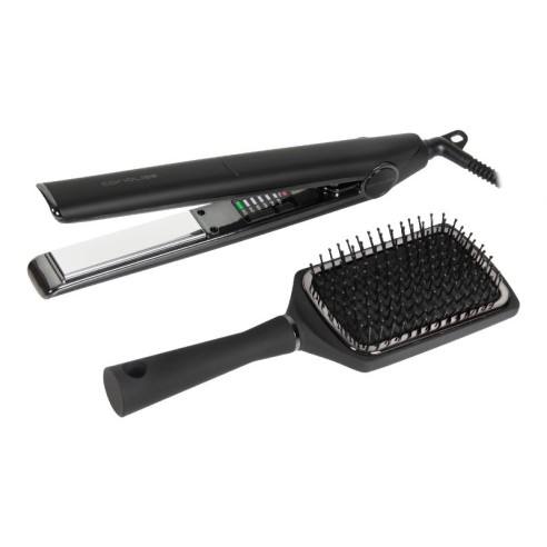 Corioliss C1 Iron Kit + Black Chrome Paddle Brush -Hair Straighteners, Tweezers and Curlers -Corioliss