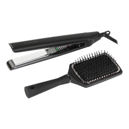 Corioliss C1 Bügeleisen-Set + Paddelbürste aus schwarzem Chrom -Haarglätter, Lockenstäbe und Lockenstäbe -Corioliss