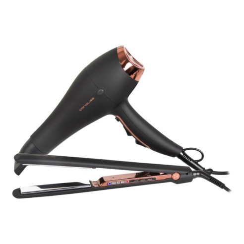 Kit Corioliss Plancha C3 + Secador Flow Black Copper -Planchas para el pelo, Tenacillas y Rizadores -Corioliss