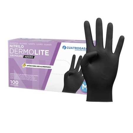Guante de nitrilo negro sin polvo -Desechables de peluquería y estética -