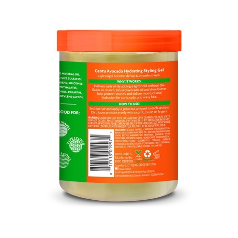 Gel modelador de abacate Cantu 524g -Ceras, pomadas e gomas -Cantu
