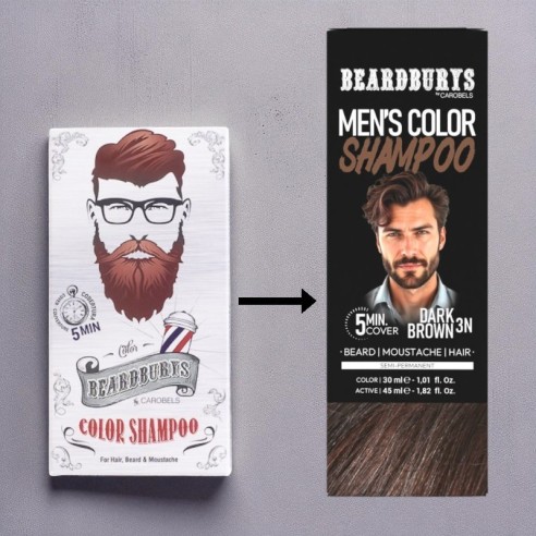 Beardburys Shampoo color castano scuro 3N -coloranti semipermanenti -Beardburys