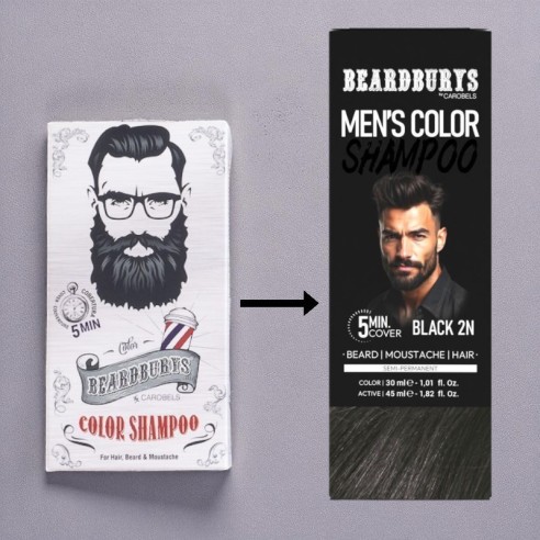 Shampoo Beardburys Coloração Marrom 2N -corantes semi permanentes -Beardburys