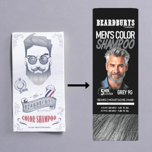 Beardburys Color Shampoing Gris 9G -teintures semi-permanentes -Beardburys