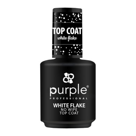 Top Coat White Flake No Wipe Purple Professional 15ml -Purple Profe...