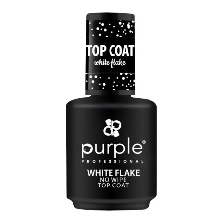 Top Coat White Flake No Wipe Purple Professional 15ml -Purple Profe...