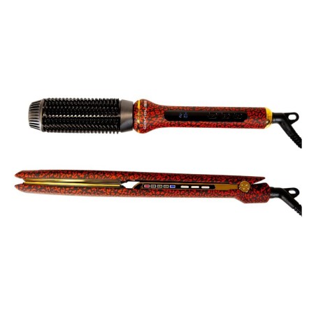 Kit Corioliss Plancha C3 + Cepillo Hot Brush Red Leopard -Planchas para el pelo, Tenacillas y Rizadores -Corioliss
