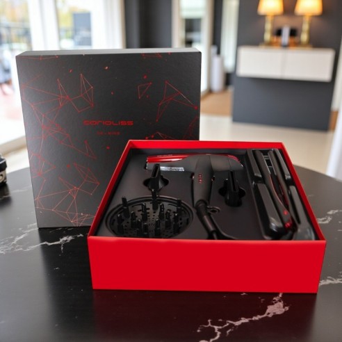 Corioliss C5 Straightener Kit + Wind Black Red Dryer -Hair Straighteners, Tweezers and Curlers -Corioliss