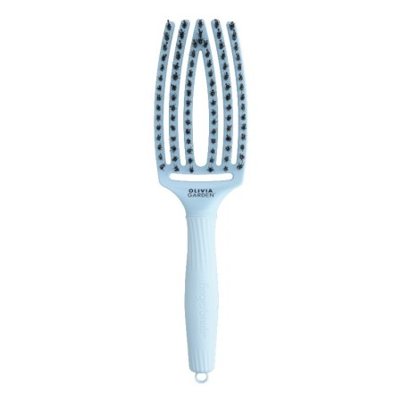 Brosse Fingerbrush Olivia Garden en poils de sanglier et nylon, bleu pastel -Brosses -Olivia Garden