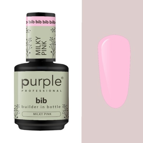 Gel modelador Purple Professional BIB em frasco Milky Pink de 15 ml -Construção e Extensão de Unhas -Purple Professional