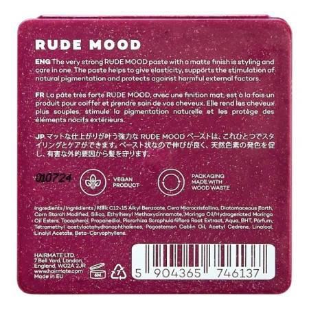 Hairmate Rude Mood Matte Paste 75 g -Ceras, Pomadas y Gominas -Hairmate 2