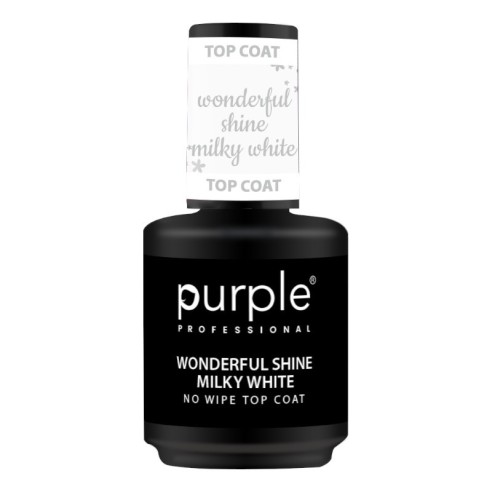 Top Coat Wonderful Shine Milky White 15 ml -Bases et couches de finition -Purple Professional