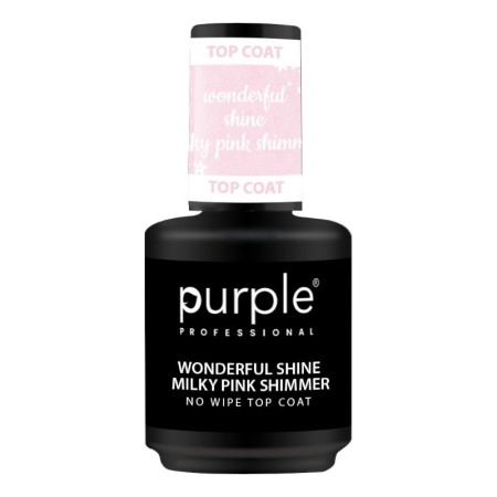 Purple Professional Top Coat Wonderful Shine Milky Pink Shimmer 15ml -Top Coats -Purple Professional