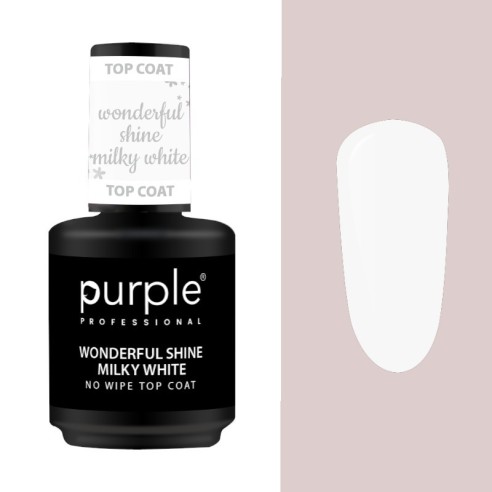 Top Coat Wonderful Shine Milky White 15ml -Bases e Top Coats -Purple Professional