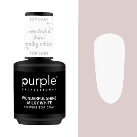 Top Coat Wonderful Shine Milky White 15ml -Bases e Top Coats -Purple Professional