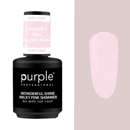 Purple Professional Top Coat Wonderful Shine Milky Pink Shimmer 15ml -Top Coats -Purple Professional 2